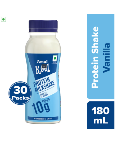 Amul Kool Protein Milkshake | Vanilla, 180 mL | Pack of 30